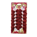 Set of 12 red glitter Christmas tree bows with gold ties on festive card packaging - 12 Pieces/Pack (Card Pack) / Glitter Red