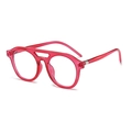 Oversized double-bridge sunglasses in translucent bright pink with a vintage round frame - Rose Red Frame Anti-Blue Light Glasses