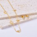 Elegante set di gioielli in acciaio inossidabile dorato con ciondolo a cuore bianco - Collana + Orecchini
