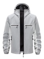 Giacca softshell da uomo con cappuccio grigio chiaro con tasche impermeabili e tessuto antivento - XS / Grigio chiaro