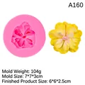 Gardenia flower silicone mold and yellow floral resin craft showing product dimensions - 2#A160 Peony / Pink