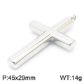 Polished silver stainless steel cross pendant for men, 45x29mm size and 14g weight - Silver Steel Style Without Chain (KP55901-BD)
