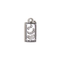 Silver tarot card pendant with embossed moon, star and clouds design on white background - Steel Color - Moon