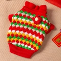 Maglione festivo rosso per animali con motivo a onde e decorazione floreale 3D - Fiore rosso Delo