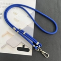 Detail of 8mm royal blue crossbody phone lanyard with silver metal adjustment buckle - 8mm Dual Adjustable / Klein Blue