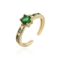 Vintage Ring 18K vergoldet verstellbar mit grünem Zirkon und Mikro-Pave-Kristallen - Einstellbar Offen / Goldener grüner Zirkonia geometrischer Stil (12312)