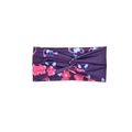 Dark purple twisted headband featuring pink and blue butterfly pattern in soft elastic fabric - Color 32
