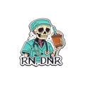 Skeleton nurse enamel pin with RN DNR text, medical Halloween style metal brooch - Skeleton Nurse RN DNR