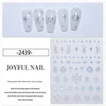 Holographic laser star and moon nail stickers JO-2439 with metallic finish designs - 2439 / Laser Silver