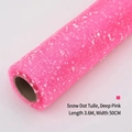 Deep pink snowy dot tulle roll 50cm x 3.6m for floral gift wrapping and decoration - 50cmx3.6m / Deep Pink