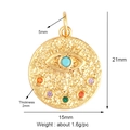 Gold plated copper evil eye pendant with blue turquoise and multicolor zircons size details - Round Turquoise Pendant L296838