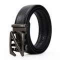 Cinturón de cuero genuino negro para hombre con hebilla automática casual de negocios - Estilo 1 Negro Z