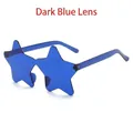 Star shaped rimless sunglasses in deep blue color for party and fashion wear - Dark Blue