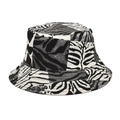 Cappello a secchiello da donna in cotone con stampa zebra e motivo patchwork moderno - M (56-58cm) / Stile Patchwork Zebra Bianco e Nero / Nero