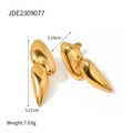 Pendientes de lava dorada con diseño geométrico de gota de agua en acero inoxidable pulido - Pendientes de botón geométricos de lágrima dorados (JDE2309077) / Dorado