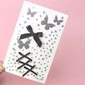 Fairy makeup stickers with black ribbons, grey butterflies and iridescent rhinestones - Black Bow Jewels (BJA-667)