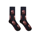 Detailansicht schwarzer Baumwollsocken mit festlichem Weihnachtsbär- und Zuckerstangen-Muster - Einheitsgröße / Schwarzer Weihnachtsbär und Zuckerstange / Schwarz