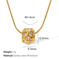 Collier en acier doré avec pendentif cylindre rotatif serti de strass sur fond blanc - Collier Doré Strass Blanc (XL340WERG)
