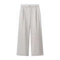 Women's light grey wide-leg trousers with vertical stripes and elastic drawstring waist - XS / Beige Striped