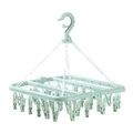 Foldable light green laundry hanger with 32 clips for drying socks and small garments - 32-Clip Style B / Nordic Green