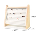 Beige velvet and wood jewelry display stand with slots for rings and earrings - Beige