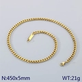 Collar de cadena cubana en acero inoxidable chapado en oro de 18K, 450 mm x 5 mm - Dorado