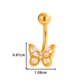 Piercing ombelico a farfalla dorata con cristalli e dettaglio larghezza ala 1,08 cm - Stile Farfalla (0168-1#) / Oro