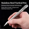 Tactical bolt-action stainless steel pen with tungsten window breaker for self-defense - Natural Metal Color/Silver