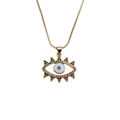 Collar de mal de ojo dorado a la moda con circonitas de colores y cadena fina para mujer - Mal De Ojo Clásico Redondo/Incrustación Multicolor