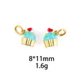 Detail of 8x11mm sky blue enamel cupcake charms with gold base for DIY jewelry making - No.3 Blue Cupcake