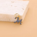 Letter M pendant in gold-plated stainless steel with grey enamel on beige stone - Enamel Letter-M