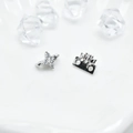 Silver four-pointed star and rectangular charm spacers for pearl bracelet necklace - 10*6 / White Gold