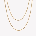 Elegant double-layered 18K gold-plated snake chain necklace with polished metallic finish - Double Layer Necklace (N3706) / Gold