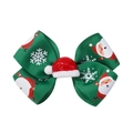 Gros plan d'un nœud de Noël vert avec motifs Père Noël et détail de bonnet de Noël en relief - Style Bonnet de Noël Vert