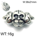Perla teschio punk argento con croce per gioielli fai-da-te in pelle, 38x21mm e 16g - Stile Teschio con Croce (KLJ6437-Z)