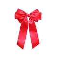 Elegant large red satin ribbon bow hair clip for girls with glossy finish - Red
