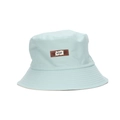 Women's sun hat in mint green fabric with a vintage leather numeric 1403 patch - Light Green