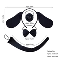 Set costume da cane nero 4 pezzi con cerchietto orecchie farfallino naso e coda pelosa - Orecchie di Carlino Nere + Naso + Papillon + Coda (Set da 4 Pezzi)