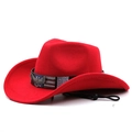 Westerse rode vilten cowboyhoed met adelaarembleem en koord op een witte achtergrond - M(56-58CM) Verstelbaar / Rood