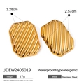 Classic 18K gold plated stainless steel square earrings with wave texture finish - Irregular Texture Studs / Gold