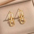 Orecchini a ferro di cavallo placcati oro 18K con zirconi in una scatola regalo - Orecchini a Lobo U-link a Ferro di Cavallo (329) / Oro