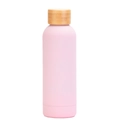Pink matte stainless steel insulated bottle with eco-friendly bamboo lid minimalist design - Matte Light Pink