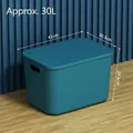 Quiet Blue 30L plastic storage box with lid and built-in handles for home organization - Giant (41x30.5x24.5cm) / Serene Blue