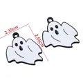 Halloween ghost charm in black and white oil drip finish, 2.35cm x 2.65cm with 0.15cm hole - Black Ghost Pendant / Black / 10pcs/Pack