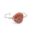 Handmade silver wire-wrapped heart amethyst crystal open bangle featuring Tree of Life design - Natural / Gold Sandstone