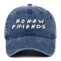 Casquette de baseball en denim délavé bleu avec broderie blanche NO NEW FRIENDS - Taille unique / Bleu Marine