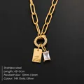 14K Gold plated stainless steel paperclip necklace with letter Z and crystal pendant - Letter Z