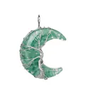 Silver tree of life pendant with green natural stone in crescent moon shape - Green Aventurine Pendant-No Chain