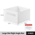 White rectangular plastic storage box with handles and clear clips, size 28x21x15.2cm - Long Hole Rectangular Box - Large (4825) / 15.2x21x28cm