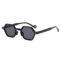 Classic retro hexagonal sunglasses in sleek black finish with silver stud accents - Black Frame Black Grey Lens
